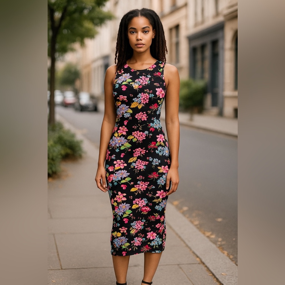 2/$25 UK2LA Floral Sleeveless Midi Dress